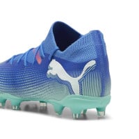 PUMA Future 7 Match Gazon Naturel Gazon Artificiel Chaussures de Foot (MG) Femmes Bleu Turquoise Blanc