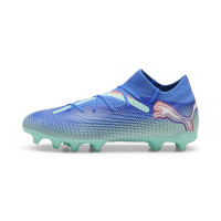 PUMA Future 7 Pro Gazon Naturel Gazon Artificiel Chaussures de Foot (MG) Bleu Turquoise Blanc