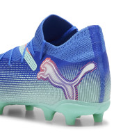 PUMA Future 7 Pro Gazon Naturel Gazon Artificiel Chaussures de Foot (MG) Bleu Turquoise Blanc