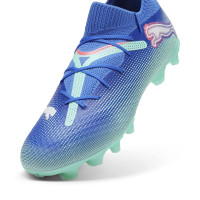 PUMA Future 7 Pro Gazon Naturel Gazon Artificiel Chaussures de Foot (MG) Bleu Turquoise Blanc