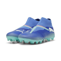 PUMA Future 7 Match+ Sans Lacets Gazon Naturel Gazon Artificiel Chaussures de Foot (MG) Bleu Turquoise Blanc