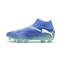 PUMA Future 7 Match+ Sans Lacets Gazon Naturel Gazon Artificiel Chaussures de Foot (MG) Bleu Turquoise Blanc