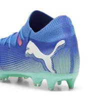 PUMA Future 7 Match IJzeren-Nop Voetbalschoenen (SG) Blauw Turquoise Wit