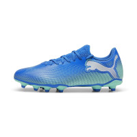 PUMA Future 7 Play Gazon Naturel Gazon Artificiel Chaussures de Foot (MG) Bleu Turquoise Blanc