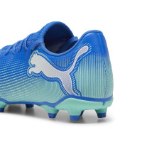 PUMA Future 7 Play Gazon Naturel Gazon Artificiel Chaussures de Foot (MG) Bleu Turquoise Blanc