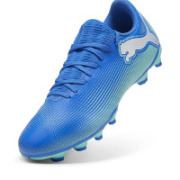 PUMA Future 7 Play Gazon Naturel Gazon Artificiel Chaussures de Foot (MG) Bleu Turquoise Blanc