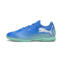 PUMA Future 7 Match Chaussures de Foot En Salle (IN) Bleu Turquoise Blanc