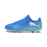 PUMA Future 7 Play Gazon Naturel Gazon Artificiel Chaussures de Foot (MG) Enfants Bleu Turquoise Blanc