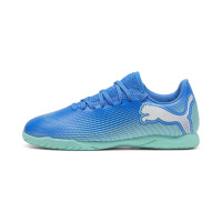 PUMA Future 7 Play Zaalvoetbalschoenen (IN) Kids Blauw Turquoise Wit