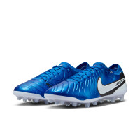 Nike Tiempo Legend 10 Elite Gazon Artificiel Chaussures de Foot (AG) Bleu Blanc Noir