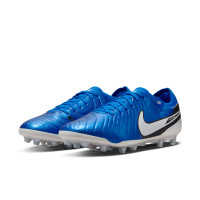 Nike Tiempo Legend 10 Pro Gazon Artificiel Chaussures de Foot (AG) Bleu Blanc Noir