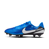 Nike Tiempo Legend 10 Academy Crampons Vissés Chaussures de Foot (SG) Anti-Clog Bleu Blanc Noir