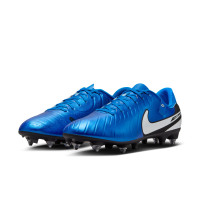 Nike Tiempo Legend 10 Academy Crampons Vissés Chaussures de Foot (SG) Anti-Clog Bleu Blanc Noir