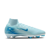 Nike Zoom Mercurial Superfly 10 Elite Gazon Naturel Chaussures de Foot (FG) Bleu Clair Bleu