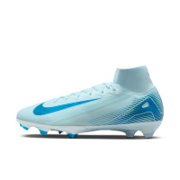 Nike Zoom Mercurial Superfly 10 Elite Gazon Naturel Chaussures de Foot (FG) Bleu Clair Bleu