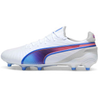 PUMA King Ultimate Gazon Naturel Gazon Artificiel Chaussures de Foot (MG) Blanc Bleu Rose Clair