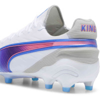 PUMA King Ultimate Gazon Naturel Gazon Artificiel Chaussures de Foot (MG) Blanc Bleu Rose Clair