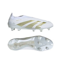 adidas Predator Elite Sans Lacets Gazon Naturel Chaussures de Foot (FG) Blanc Doré