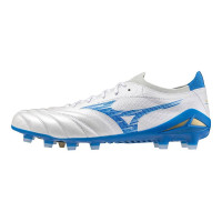 Mizuno Morelia Neo IV Beta Elite Gazon Naturel Chaussures de Foot (FG) Blanc Bleu