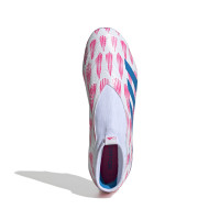 adidas Predator League Sans Lacets Gazon Naturel Chaussures de Foot (FG) Blanc Rose Bleu