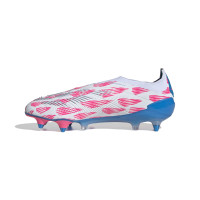 adidas Predator Elite Sans Lacets Crampons Vissés Chaussures de Foot (SG) Blanc Rose Bleu