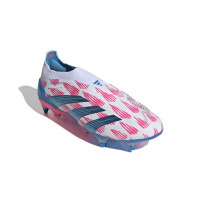 adidas Predator Elite Sans Lacets Crampons Vissés Chaussures de Foot (SG) Blanc Rose Bleu