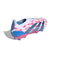 adidas Predator Elite Sans Lacets Crampons Vissés Chaussures de Foot (SG) Blanc Rose Bleu