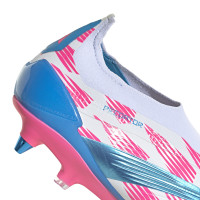 adidas Predator Elite Sans Lacets Crampons Vissés Chaussures de Foot (SG) Blanc Rose Bleu