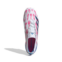 adidas Predator Elite Crampons Vissés Chaussures de Foot (SG) Blanc Rose Bleu