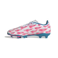 adidas Predator League Gras Voetbalschoenen (FG) Kids Wit Roze Blauw