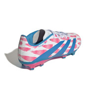 adidas Predator League Gazon Naturel Chaussures de Foot (FG) Enfants Blanc Rose Bleu