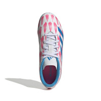 adidas Predator League Gazon Naturel Chaussures de Foot (FG) Enfants Blanc Rose Bleu