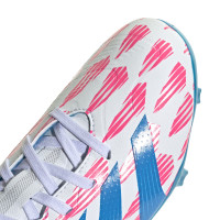 adidas Predator League Gras Voetbalschoenen (FG) Kids Wit Roze Blauw