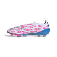 adidas Predator Elite Sans Lacets Gazon Naturel Chaussures de Foot (FG) Blanc Rose Bleu