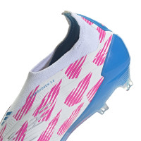 adidas Predator Elite Sans Lacets Gazon Naturel Chaussures de Foot (FG) Blanc Rose Bleu