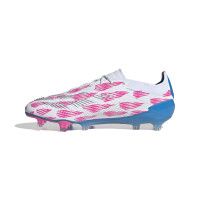 adidas Predator Elite Gazon Naturel Chaussures de Foot (FG) Blanc Rose Bleu