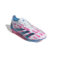 adidas Predator Elite Gazon Naturel Chaussures de Foot (FG) Blanc Rose Bleu