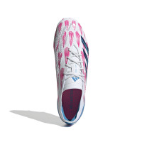 adidas Predator Elite Gazon Naturel Chaussures de Foot (FG) Blanc Rose Bleu