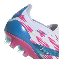 adidas Predator Elite Gazon Naturel Chaussures de Foot (FG) Blanc Rose Bleu