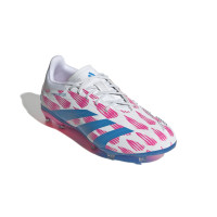 adidas Predator Elite Gazon Naturel Chaussures de Foot (FG) Enfants Blanc Rose Bleu