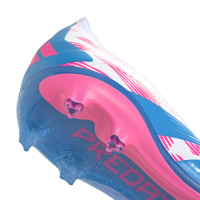 adidas Predator Elite Veterloze Gras Voetbalschoenen (FG) Kids Wit Roze Blauw