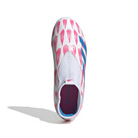 adidas Predator League Sans Lacets Gazon Naturel Chaussures de Foot (FG) Enfants Blanc Rose Bleu