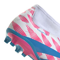 adidas Predator League Sans Lacets Gazon Naturel Chaussures de Foot (FG) Enfants Blanc Rose Bleu