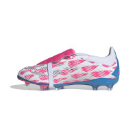 adidas Predator Elite FT Gazon Naturel Chaussures de Foot (FG) Enfants Blanc Rose Bleu