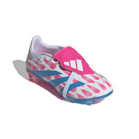 adidas Predator Elite FT Gazon Naturel Chaussures de Foot (FG) Enfants Blanc Rose Bleu