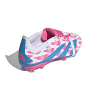 adidas Predator Elite FT Gazon Naturel Chaussures de Foot (FG) Enfants Blanc Rose Bleu