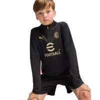 PUMA AC Milan Haut d'Entraînement 1/4 Zip 2024-2025 Enfants Noir Rouge Doré