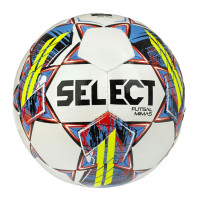 Select Futsal Mimas V22 Ballon de Foot en Salle Taille 4 Blanc Bleu Rouge Jaune