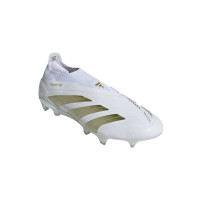 adidas Predator Elite Sans Lacets Gazon Naturel Chaussures de Foot (FG) Blanc Doré