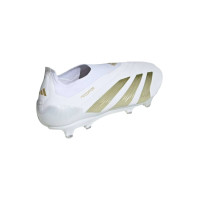 adidas Predator Elite Sans Lacets Gazon Naturel Chaussures de Foot (FG) Blanc Doré